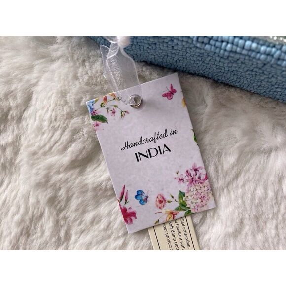 Handcrafted In India Sea Turtle Beaded Shoulder Bag Blue Green Aqua Viral NEW - Picture 7 of 16